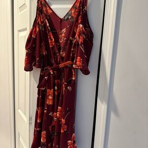 Wrap around dress multi color open shoulders brand new